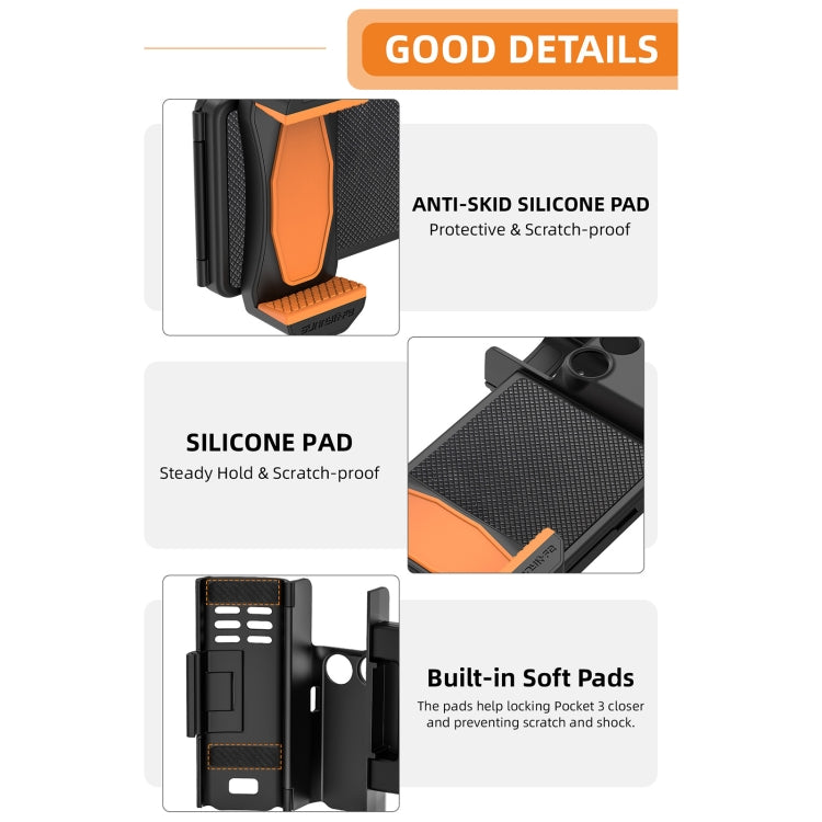Soporte de abrazadera Sunnylife OP3-AD744 para teléfono expandido con estuche de almacenamiento para DJI Osmo Pocket 3 (negr…