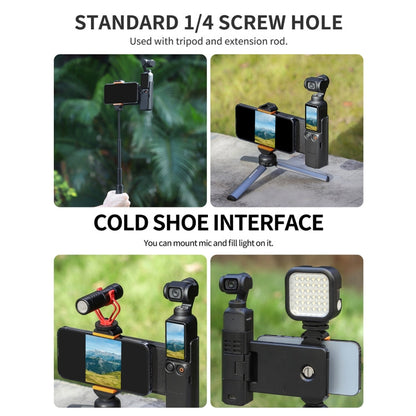 Soporte de abrazadera Sunnylife OP3-AD744 para teléfono expandido con estuche de almacenamiento para DJI Osmo Pocket 3 (negr…