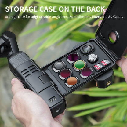 Soporte de abrazadera Sunnylife OP3-AD744 para teléfono expandido con estuche de almacenamiento para DJI Osmo Pocket 3 (negr…
