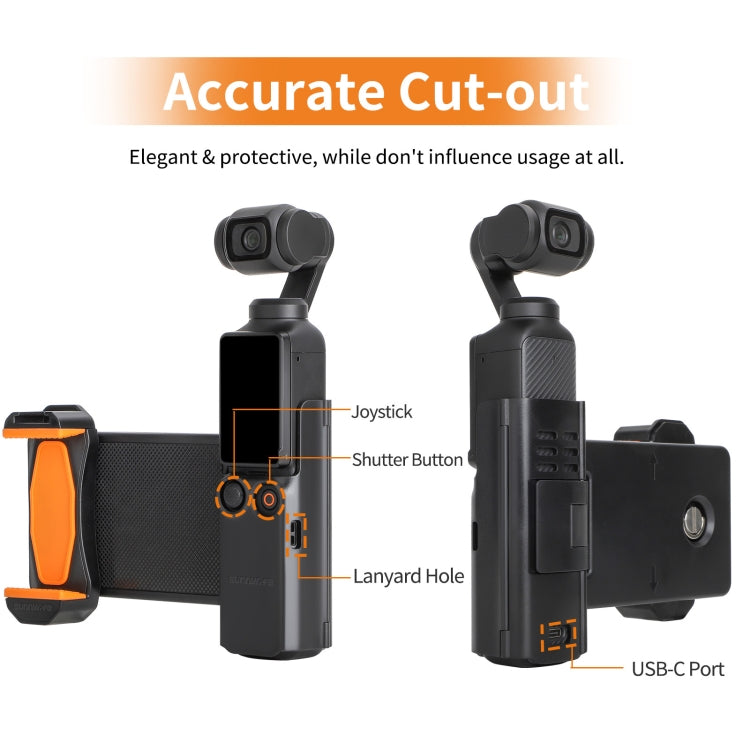 Soporte de abrazadera Sunnylife OP3-AD744 para teléfono expandido con estuche de almacenamiento para DJI Osmo Pocket 3 (negr…