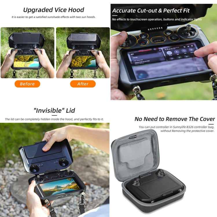 Cubierta RC Pro Sunnylife 2 en 1 Protector de controlador Parasol Protector de pantalla Monitor parasol (negro) — imagen 4