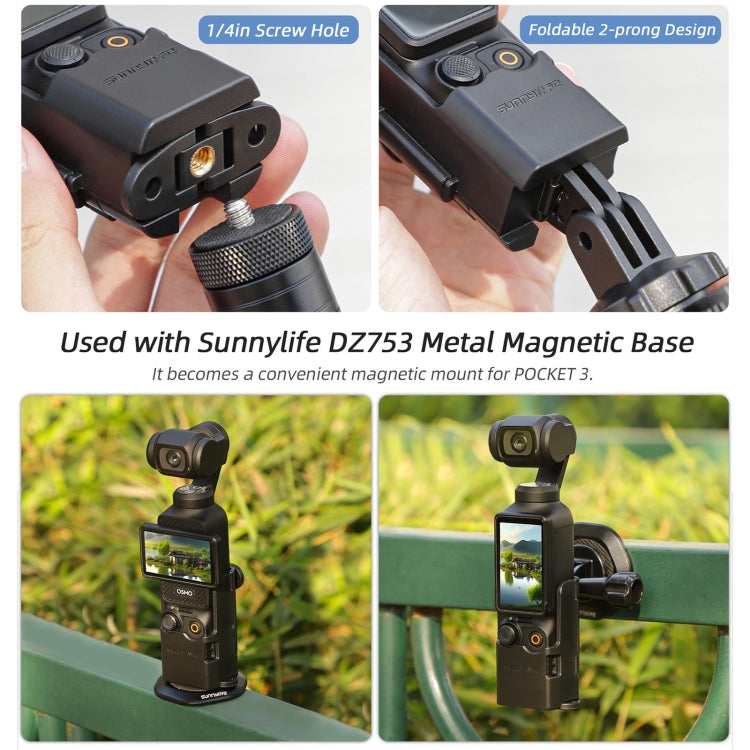 Soporte de funda Adaptador de expansión Sunnylife Adaptador de ganchos dobles plegables protectora para DJI Osmo Pocket 3 (n…