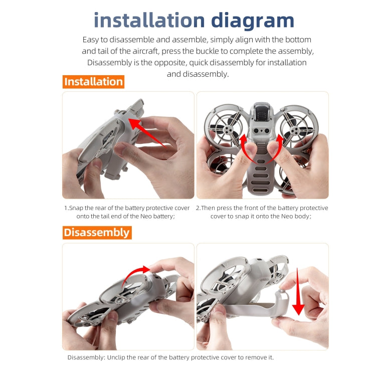 Tapa de batería y soporte para tren de aterrizaje para dron STARTR para DJI Neo (naranja) — imagen 8