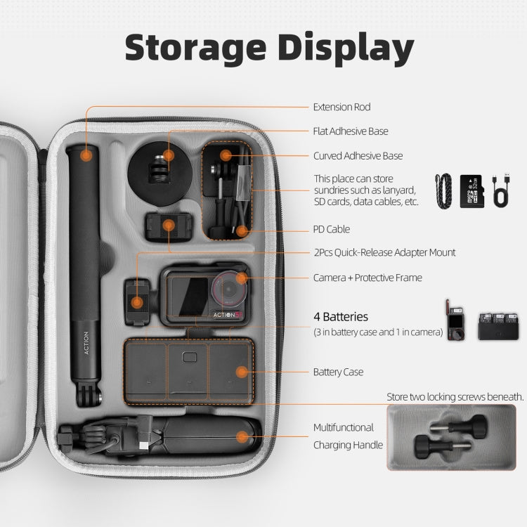 Estuche de transporte portátil y bolsa de aventura para DJI Osmo Action 5 (naranja) — imagen 4