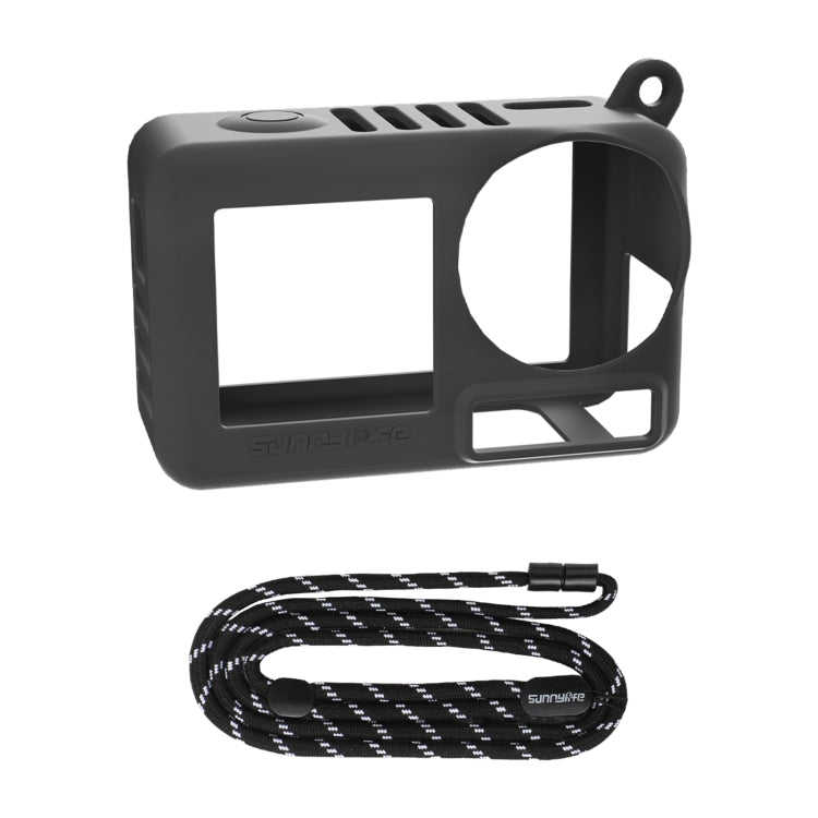 Funda protectora de silicona para cámara Pro Sunnylife, resistente a arañazos y con cordón para DJI Osmo Action 5 (negra)