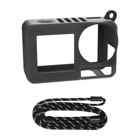 Funda protectora de silicona para cámara Pro Sunnylife, resistente a arañazos y con cordón para DJI Osmo Action 5 (negra)