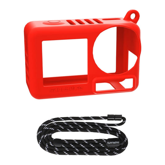 Funda protectora de silicona para cámara Pro Sunnylife, resistente a rayones y con cordón para DJI Osmo Action 5 (roja)