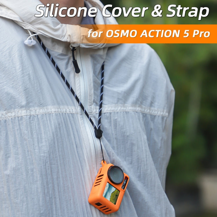 Funda protectora de silicona para cámara Pro Sunnylife, resistente a rayones y con cordón para DJI Osmo Action 5 (roja) — im…