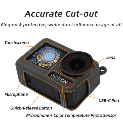 Funda protectora de silicona para cámara Pro Sunnylife, resistente a arañazos y con cordón para DJI Osmo Action 5 (naranja)…