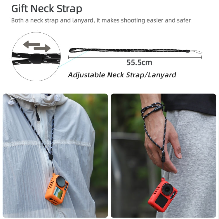 Funda protectora de silicona para cámara Pro Sunnylife, resistente a arañazos y con cordón para DJI Osmo Action 5 (naranja)…