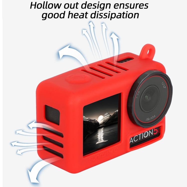 Funda protectora de silicona para cámara Pro Sunnylife, resistente a rayones y con cordón para DJI Osmo Action 5 (roja) — im…