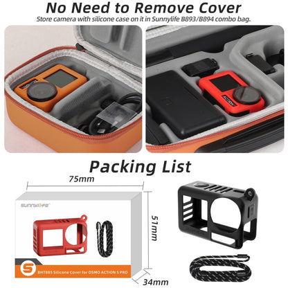 Funda protectora de silicona para cámara Pro Sunnylife, resistente a rayones y con cordón para DJI Osmo Action 5 (roja) — im…