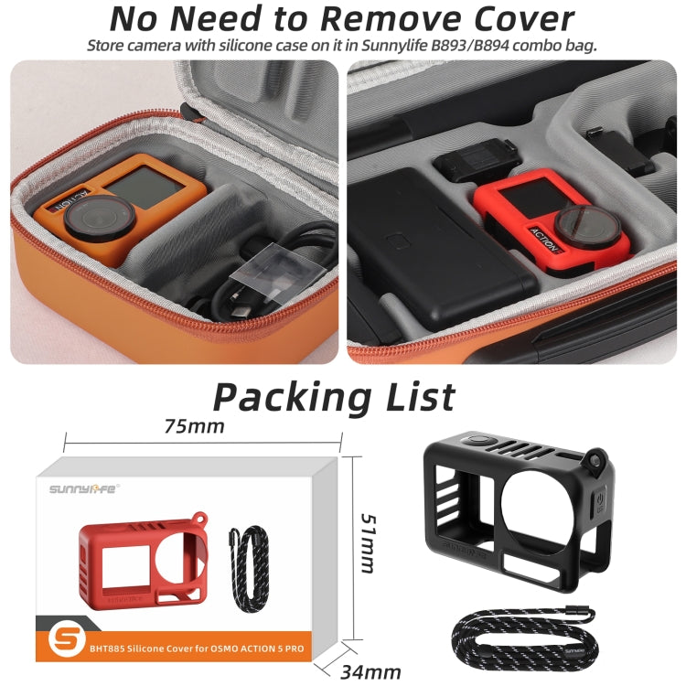 Funda protectora de silicona para cámara Pro Sunnylife, resistente a arañazos y con cordón para DJI Osmo Action 5 (negra) —…