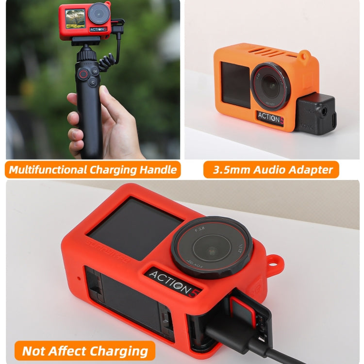 Funda protectora de silicona para cámara Pro Sunnylife, resistente a rayones y con cordón para DJI Osmo Action 5 (roja) — im…