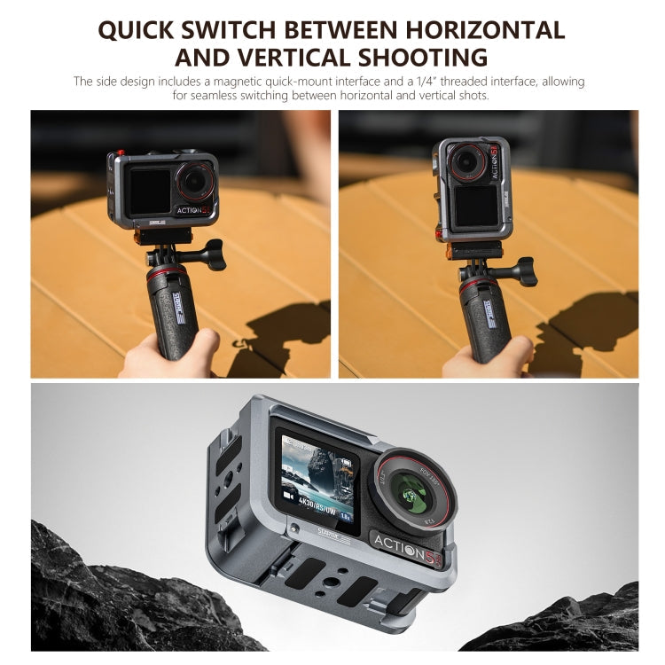 Marco adaptador de expansión de jaula de metal STARTRC con zapata fría para DJI Osmo Action 5 (gris) — imagen 5