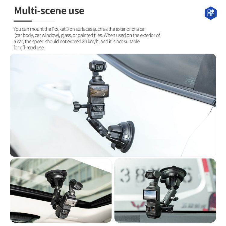 Soporte adaptador de expansión con ventosa STARTRC para DJI Osmo Pocket 3 (negro) — imagen 6