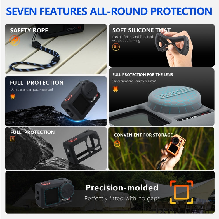 Estuche protector de silicona STARTRC con cubierta para lente para DJI Osmo Action 5 (naranja) — imagen 3