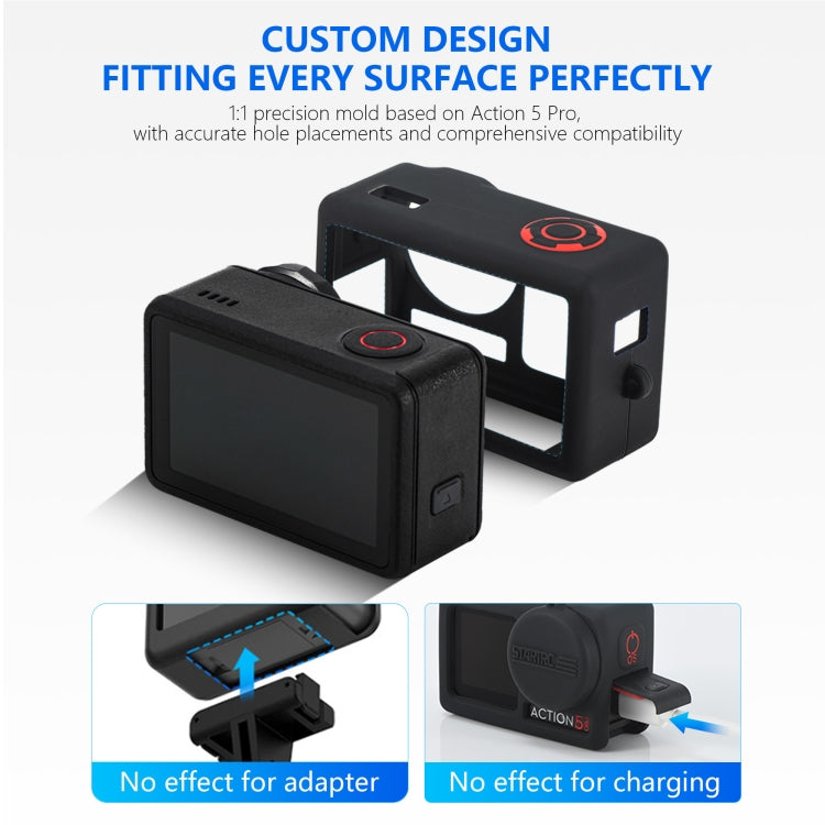 Estuche protector de silicona STARTRC con cubierta para lente para DJI Osmo Action 5 (naranja) — imagen 4