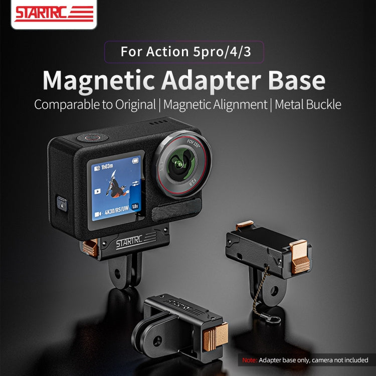Soporte de extensión Adaptador rápido de plástico STARTRC, magnético para DJI Osmo Action 5 (negro) — imagen 4