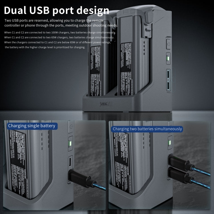 Batería Cargador de Butler de carga bidireccional para DJI Air 3S (gris) — imagen 3
