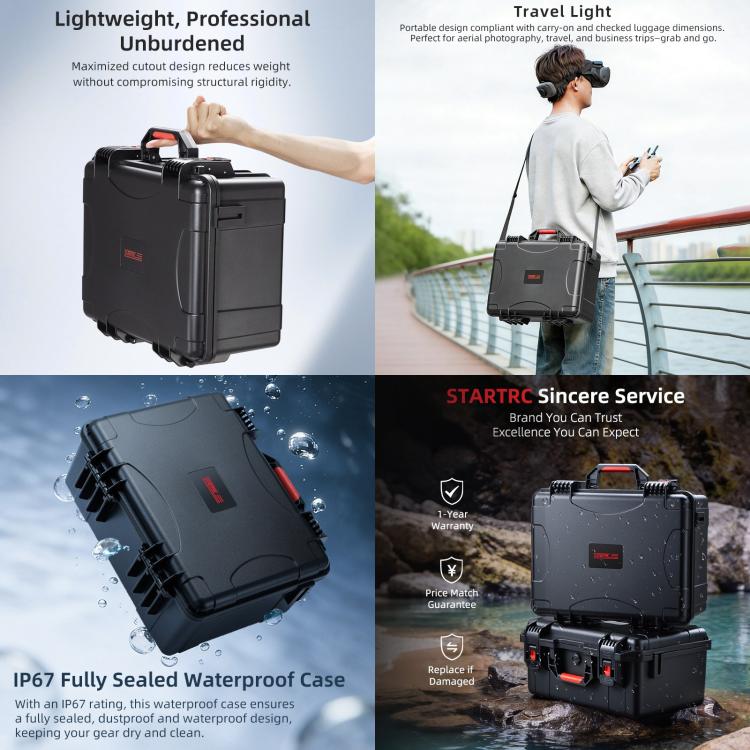 Estuche portátil impermeable con sensor de movimiento, caja de almacenamiento para kit de vuelo para DJI Avata (negra) — ima…