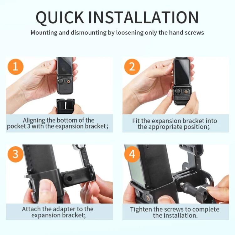 Soporte de expansión STARTRC Marco de plástico fijo para DJI Osmo Pocket 3 (negro) — imagen 10