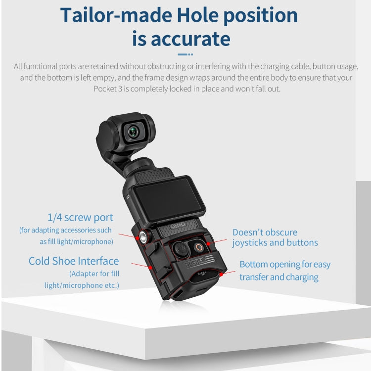 Soporte STARTRC adaptador de expansión de montaje fijo multifuncional para DJI Osmo Pocket 3 (negro) — imagen 6