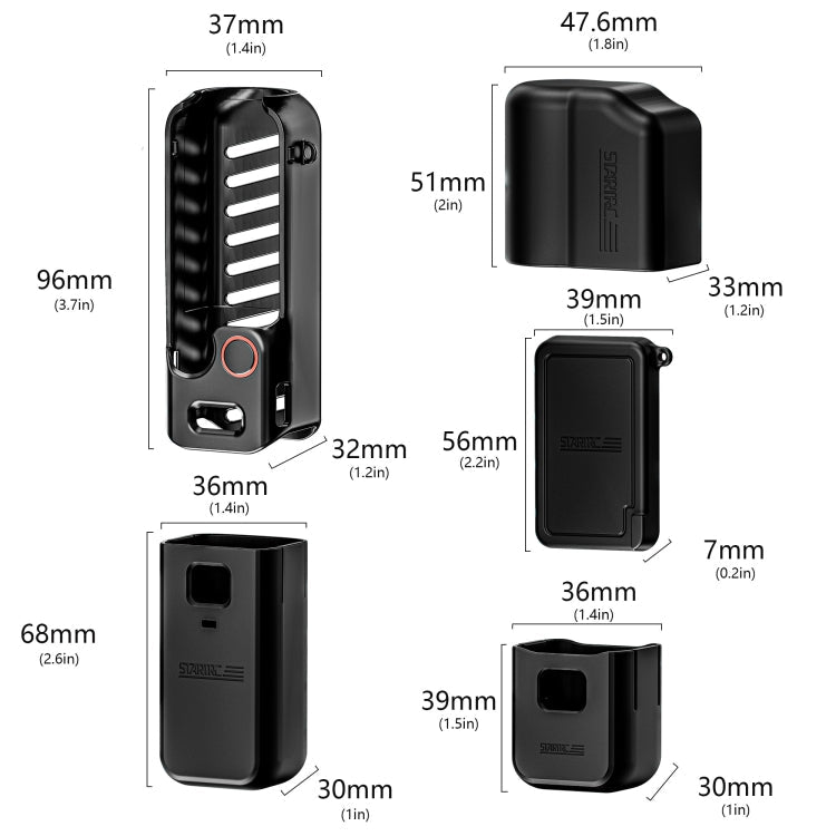 Lente STARTRC 5 en 1 Cuerpo Mango Pantalla Funda de silicona TPU para DJI Osmo Pocket 3 (Negro) — imagen 9