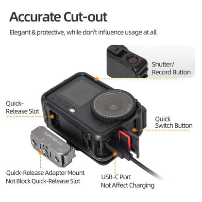 Estuche protector Sunnylife, adaptador de montaje en marco, carcasa con parasol desmontable para DJI Osmo Action 6 (negro) —…