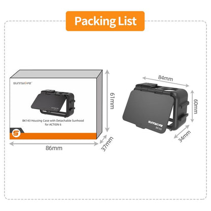 Estuche protector Sunnylife, adaptador de montaje en marco, carcasa con parasol desmontable para DJI Osmo Action 6 (negro) —…