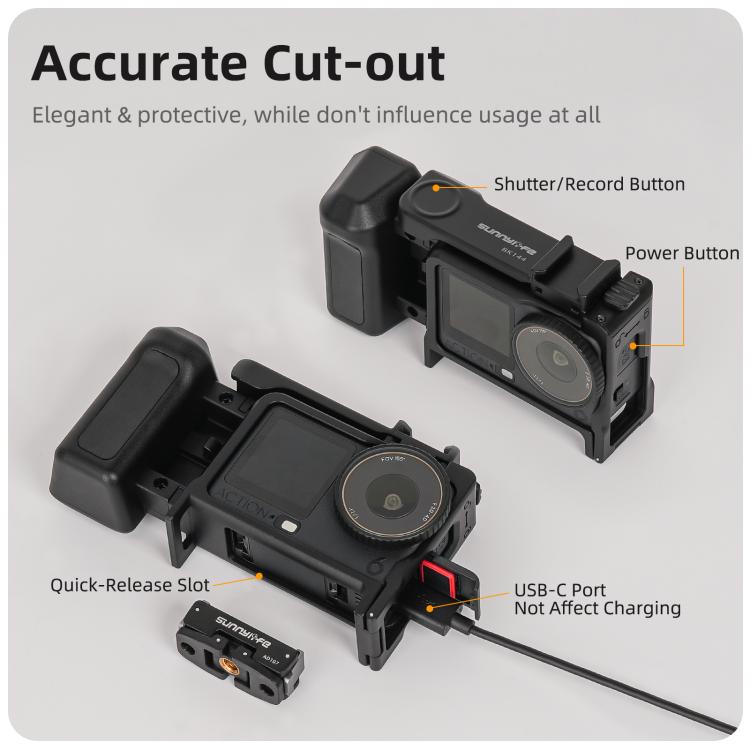 Marco protector desmontable 2 en 1 Sunnylife y asa para fotografía callejera, empuñadura ergonómica con obturador de liberac…
