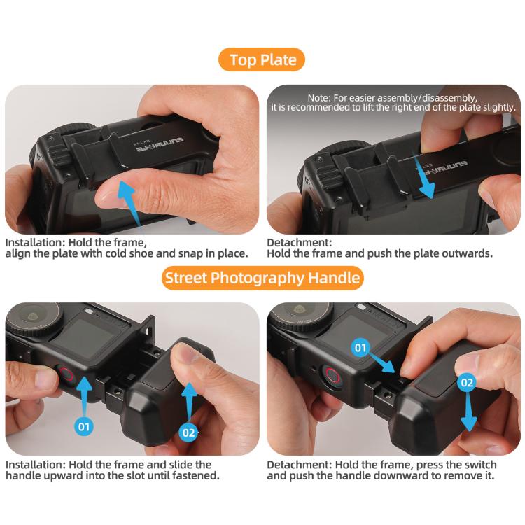 Marco protector desmontable 2 en 1 Sunnylife y asa para fotografía callejera, empuñadura ergonómica con obturador de liberac…