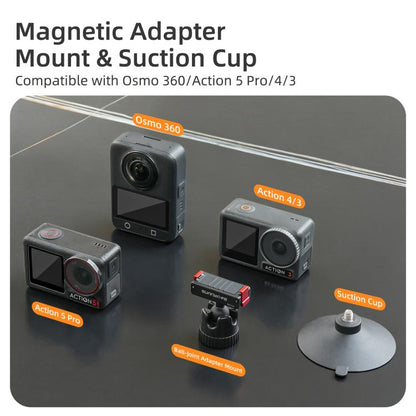 Adaptador de rótula magnética de liberación rápida Sunnylife con ventosa giratoria de 360 grados para DJI Osmo 360 (negro) —…