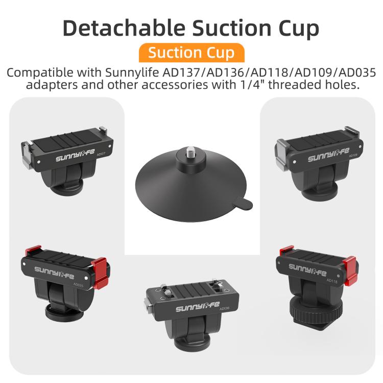 Adaptador de rótula magnética de liberación rápida Sunnylife con ventosa giratoria de 360 grados para DJI Osmo 360 (negro) —…