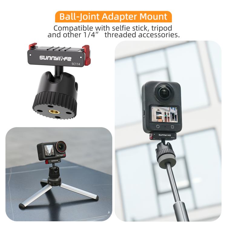 Adaptador de rótula magnética de liberación rápida Sunnylife con ventosa giratoria de 360 grados para DJI Osmo 360 (negro) —…