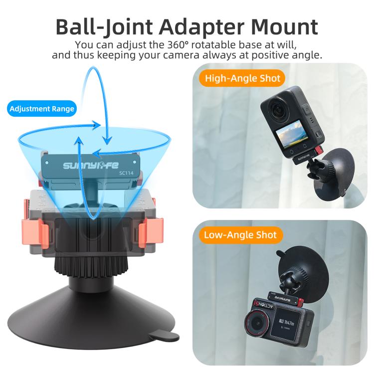 Adaptador de rótula magnética de liberación rápida Sunnylife con ventosa giratoria de 360 grados para DJI Osmo 360 (negro) —…
