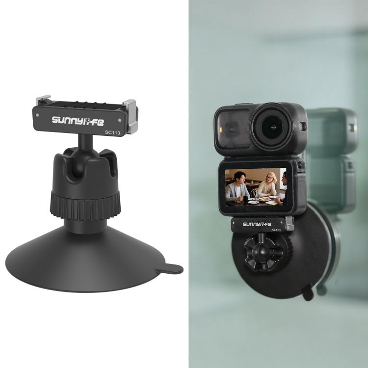 Adaptador de rótula magnética de liberación rápida Sunnylife de doble dirección con ventosa giratoria de 360° (negro)