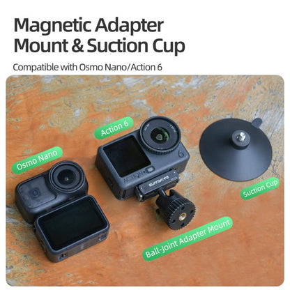 Adaptador de rótula magnética de liberación rápida Sunnylife de doble dirección con ventosa giratoria de 360° (negro) — imag…