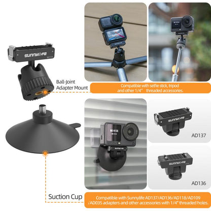 Adaptador de rótula magnética de liberación rápida Sunnylife de doble dirección con ventosa giratoria de 360° (negro) — imag…