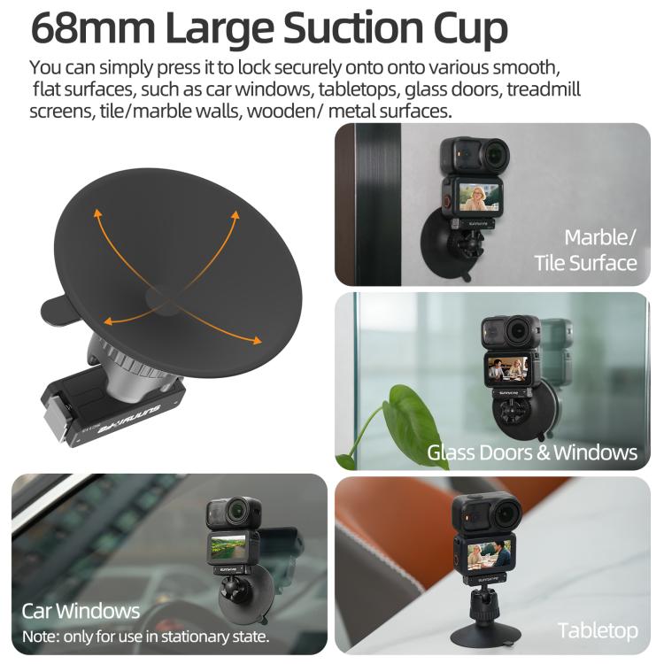 Adaptador de rótula magnética de liberación rápida Sunnylife de doble dirección con ventosa giratoria de 360° (negro) — imag…