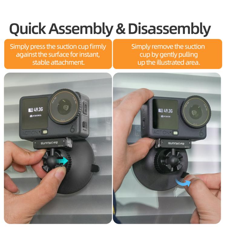 Adaptador de rótula magnética de liberación rápida Sunnylife de doble dirección con ventosa giratoria de 360° (negro) — imag…