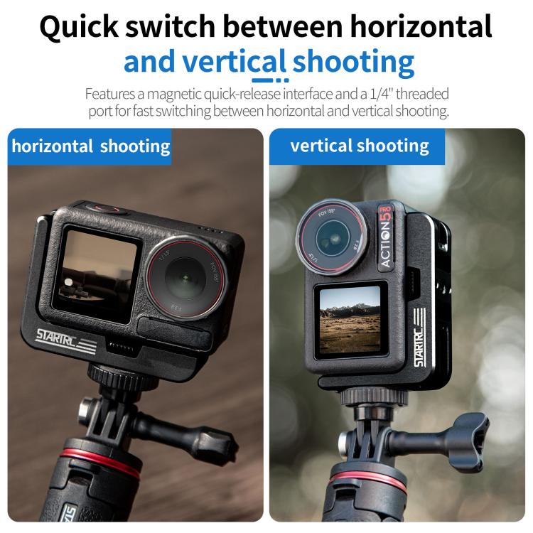 Soporte magnético de liberación rápida en forma de L STARTRC para DJI Osmo Action 5 (negro) — imagen 6