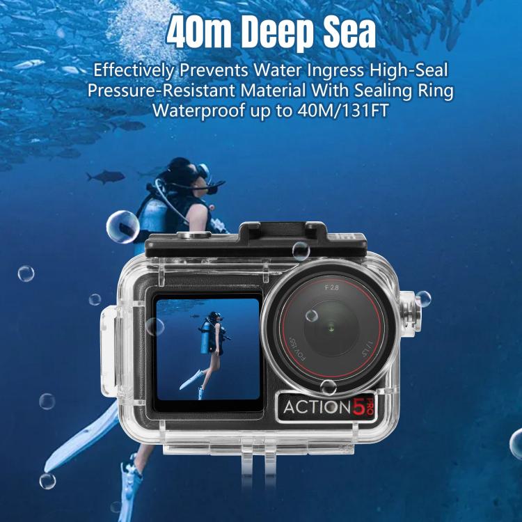 Carcasa de buceo impermeable STARTRC de 40 m para DJI Osmo Action 5 (transparente) — imagen 8