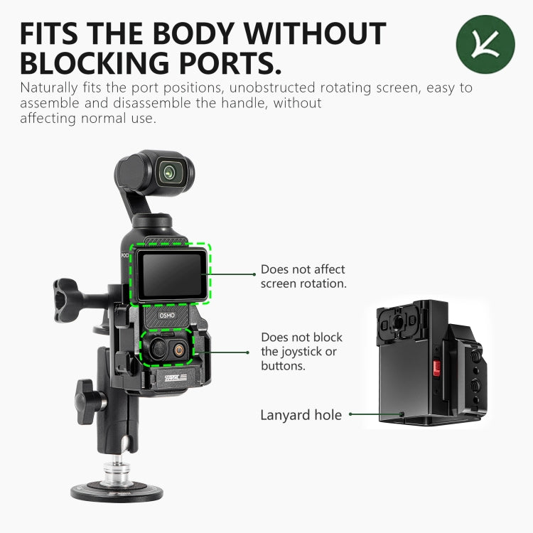 Soporte STARTRC adaptador de expansión de jaula de marco de protección de metal para DJI Osmo Pocket 3 (negro) — imagen 3