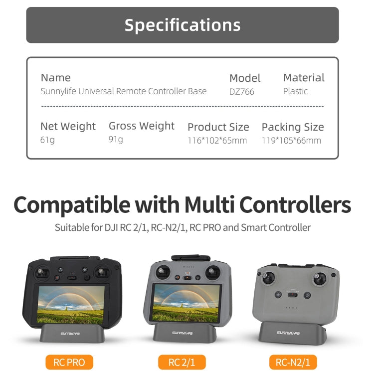 Soporte base de pantalla de control remoto para drones Sunnylife DZ766 (gris) — imagen 3