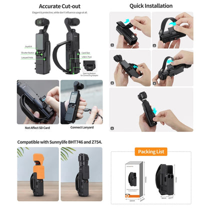 Marco Sunnylife banda de mano protector cubierta de manija de extensión de zapata fría para DJI Osmo Pocket 3 (negro) — imag…
