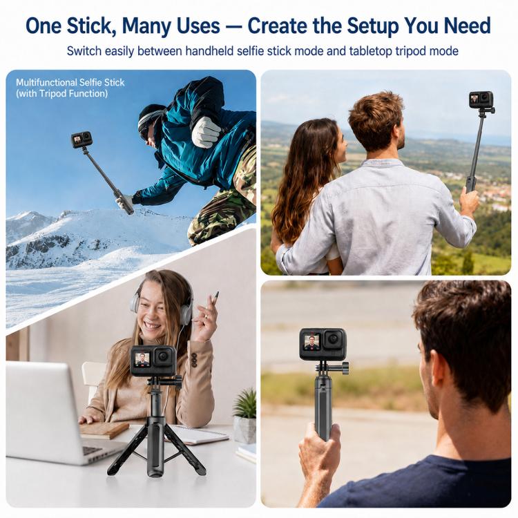 Trípode Mini VT-13 con palo selfie de mano, Insta360, GoPro y otras cámaras de acción (negro) para DJI Mini — imagen 3