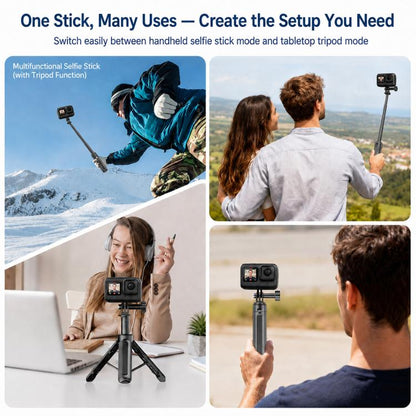 Trípode Mini VT-13 con palo selfie de mano, Insta360, GoPro y otras cámaras de acción (negro) para DJI Mini — imagen 3
