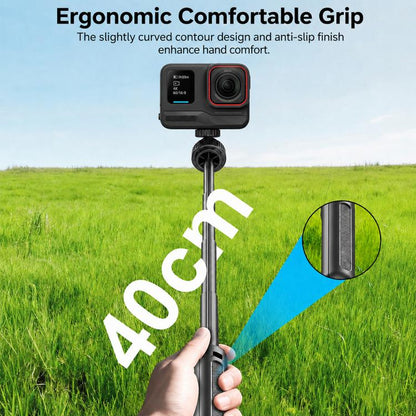 Trípode de mesa telescópico VT-12 con rótula de 1/4" para selfies, compatible con, Insta360, GoPro y otras cámaras de acción…
