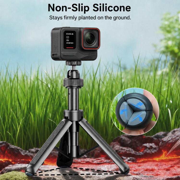 Trípode de mesa telescópico VT-12 con rótula de 1/4" para selfies, compatible con, Insta360, GoPro y otras cámaras de acción…